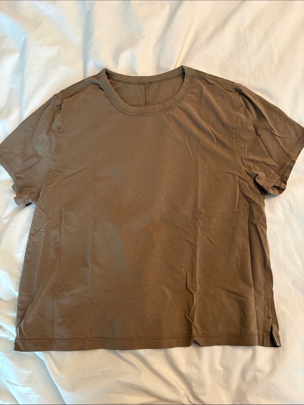 Lululemon Army Green Cropped Crew Neck T-Shirt